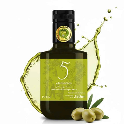 5 Elementos - Picual Extra Virgin Olive Oil 250ml, Intensity and Authentic Flavor, SIQEV Quality