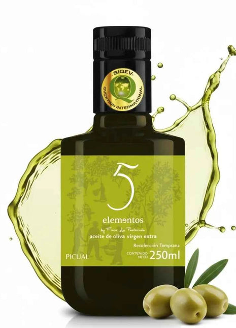 5 Elementos - Picual Extra Virgin Olive Oil 250ml, Intensity and Authentic Flavor, SIQEV Quality
