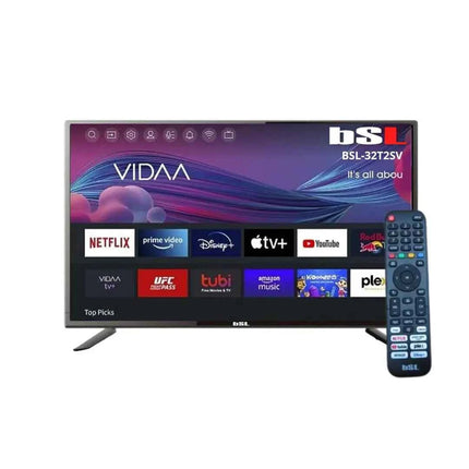 BSL-32T2SV VIDAA SMART TV 32 Inches | 720P HD, WiFi, RJ45, 3 HDMI Ports, 2 USB, Digital Tuner | Access YouTube, Netflix, Disney+ | Total Connectivity and Multimedia Playback