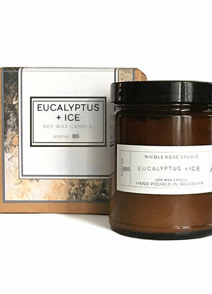 Candela Profumata Eucalyptus Ice Cera Soia - Candela Artigianale Rinfrescante - OrizonShop