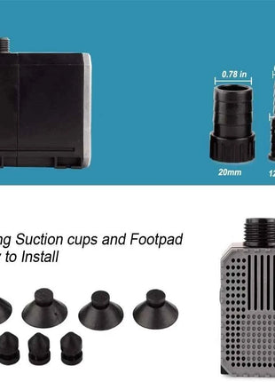 Ultra Quite Submersible Aquarium Water Pump for Fish Tank Fountain Garden Pond Rockery Adjustable Water Filter Pump 1500-5000L/h