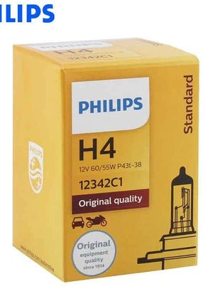 Philips Vision H4 9003 HB2 Standard Car Head Lamp Original Bulb Genuine Halogen Light ECE 12V 60/55W P43t 12342C1, 1X
