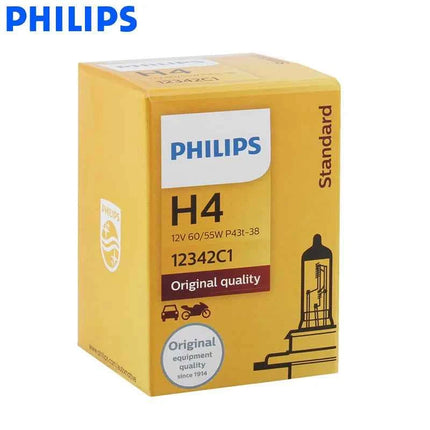 Philips Vision H4 9003 HB2 Standard Car Head Lamp Original Bulb Genuine Halogen Light ECE 12V 60/55W P43t 12342C1, 1X
