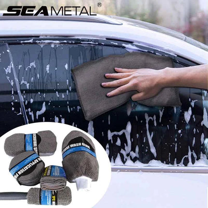 SEAMETAL 9pcs Car Wash Cleaning Kits Microfiber Towels Blush Sponge Wash Glove Polish Care Applicator Pads Car Wash Accessories