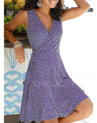 Nuovo vestito casuale a pois donne scollo a V senza maniche fasciatura vestito da spiaggia estate abiti bohémien per le donne vestiti S-5XL