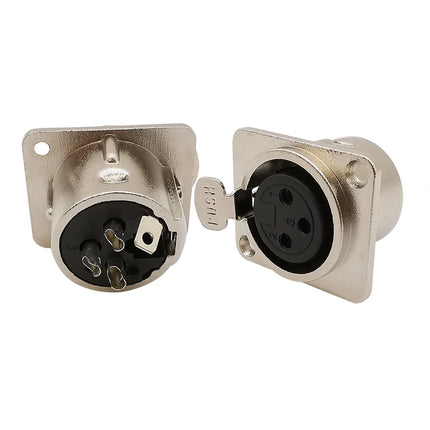 10 Pz 3 Pin XLR Maschio Femmina Montaggio A Pannello Telaio Spina Martinetti Presa Connettore Microfono MIC Cavo Terminale Custodia In Metallo Argento