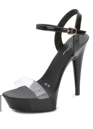 Sandali con tacco alto da donna con strass neri rossi argentati Décolleté con plateau estivi sexy Scarpe con tacco fine in pelle verniciata colorata da donna