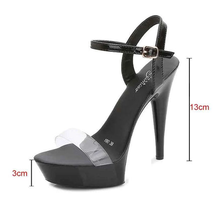 Sandali con tacco alto da donna con strass neri rossi argentati Décolleté con plateau estivi sexy Scarpe con tacco fine in pelle verniciata colorata da donna