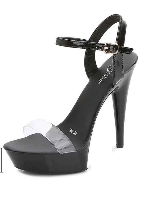 Sandali con tacco alto da donna con strass neri rossi argentati Décolleté con plateau estivi sexy Scarpe con tacco fine in pelle verniciata colorata da donna