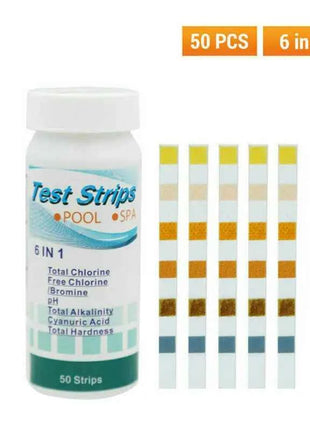 50 pz/bottiglia 6 in 1 Piscina Spa Strisce reattive acqua Acido Durezza dell'acqua Cloro Alcalinità PH Bromo cianourico Strumenti di test