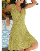 Nuovo vestito casuale a pois donne scollo a V senza maniche fasciatura vestito da spiaggia estate abiti bohémien per le donne vestiti S-5XL