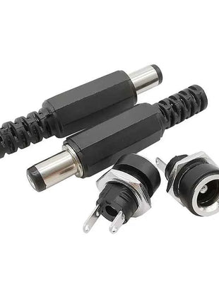 5 paia 5.5x2.1mm spina maschio di alimentazione CC + connettori presa jack femmina dado a vite adattatore per montaggio a pannello 5.5*2.1mm 12V 3A DC022