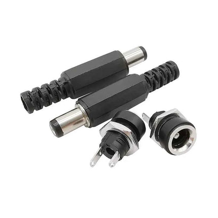 5 paia 5.5x2.1mm spina maschio di alimentazione CC + connettori presa jack femmina dado a vite adattatore per montaggio a pannello 5.5*2.1mm 12V 3A DC022