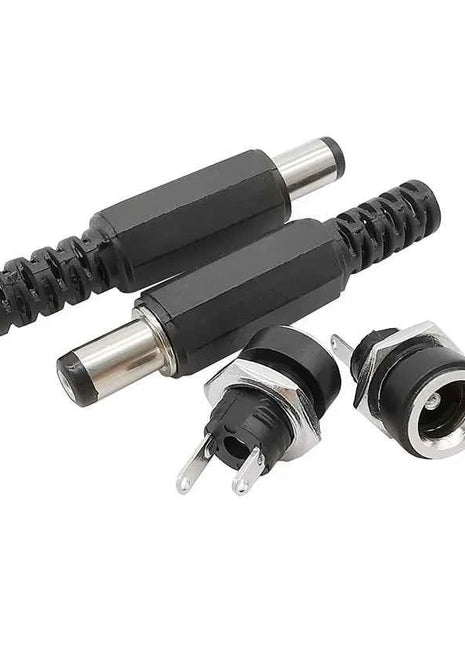 5 paia 5.5x2.1mm spina maschio di alimentazione CC + connettori presa jack femmina dado a vite adattatore per montaggio a pannello 5.5*2.1mm 12V 3A DC022