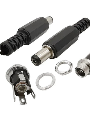 5 paia 5.5x2.1mm spina maschio di alimentazione CC + connettori presa jack femmina dado a vite adattatore per montaggio a pannello 5.5*2.1mm 12V 3A DC022