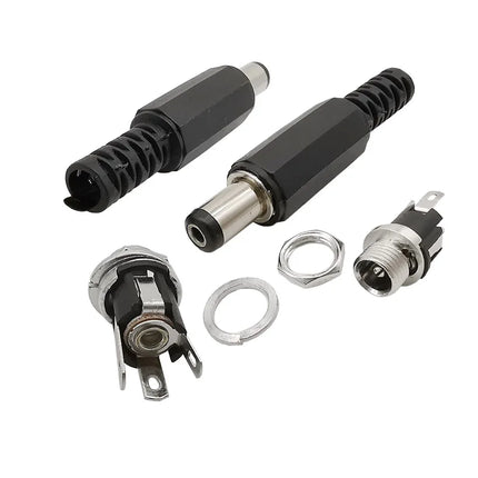 5 paia 5.5x2.1mm spina maschio di alimentazione CC + connettori presa jack femmina dado a vite adattatore per montaggio a pannello 5.5*2.1mm 12V 3A DC022