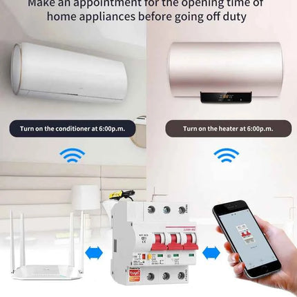 Tuya 40A 1P/2P/3P/4P WiFi Smart Circuit Breaker Automatic Switch overload short circuit protection with Alexa Google home