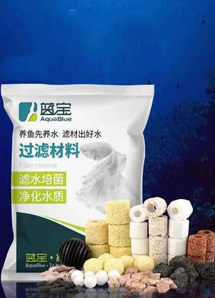 Aquarium Fish Tank Filter Media Ceramic Rings Activated Carbon Bio Balls Clear Water  With Free Filter Net Bag 500G
