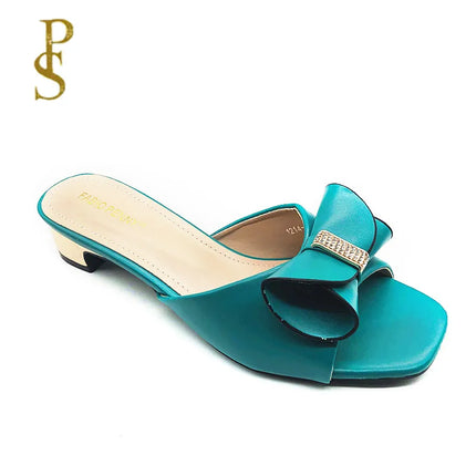 FABIO PENNY nuovo design con fiocco tinta unita elegante pantofole da donna con tacco basso e sandali con tacco medio per cena