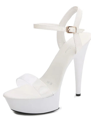 Women's High Heel Sandals with Black Red Silver Rhinestones Sexy Summer Platform Pumps Colorful Patent Leather Stiletto Shoes