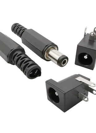 5 paia 5.5x2.1mm spina maschio di alimentazione CC + connettori presa jack femmina dado a vite adattatore per montaggio a pannello 5.5*2.1mm 12V 3A DC022