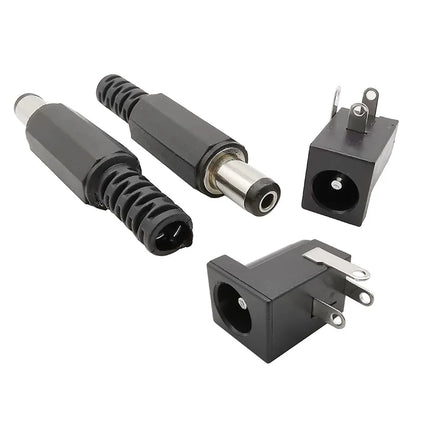 5 paia 5.5x2.1mm spina maschio di alimentazione CC + connettori presa jack femmina dado a vite adattatore per montaggio a pannello 5.5*2.1mm 12V 3A DC022