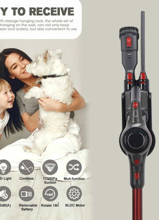 Rechargeable 15000Pa Suction Cordless Vacuum Cleaner 3-in-1 Wet and Dry Cleaning System with Bag for House Car and Hotel