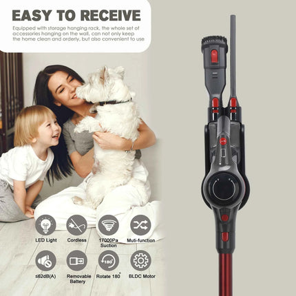 Rechargeable 15000Pa Suction Cordless Vacuum Cleaner 3-in-1 Wet and Dry Cleaning System with Bag for House Car and Hotel