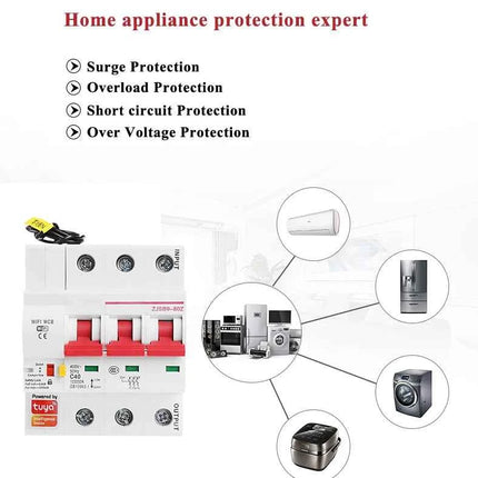 Tuya 40A 1P/2P/3P/4P WiFi Smart Circuit Breaker Automatic Switch overload short circuit protection with Alexa Google home