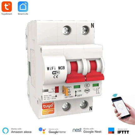 Tuya 40A 1P/2P/3P/4P WiFi Smart Circuit Breaker Automatic Switch overload short circuit protection with Alexa Google home