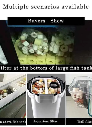 Aquarium Fish Tank Filter Media Ceramic Rings Activated Carbon Bio Balls Clear Water  With Free Filter Net Bag 500G