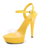 Women's High Heel Sandals with Black Red Silver Rhinestones Sexy Summer Platform Pumps Colorful Patent Leather Stiletto Shoes