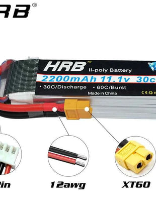 HRB Lipo Battery 2S 3S 4S 6S 1300mah 1500mah 2200mah 2600mah 5000mah 6000mah 4000mah  7.4V 11.1V 14.8V 22.2V T XT60 RC Parts