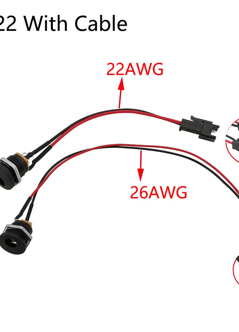 2 Pz 5.5x2.1mm DC Femmina Martinetti Presa di Alimentazione Montaggio A Pannello Connettore A Saldare Con Cavo 5.5*2.1 DC-022B DC-022 DC-099