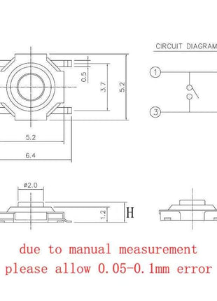 50 Pezzi Pulsanti Tattili SMD 4*4mm, Microinterruttore PCB a 4 Pin, Tasti 4x4x1.7/2/2.3/2.5/3/3.5/4.3mm