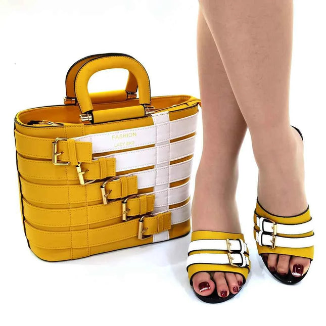 2021 Set di scarpe e borse da donna nigeriane di colore italiano più recenti di Design decorato con speciale fascia stretta e incrociato