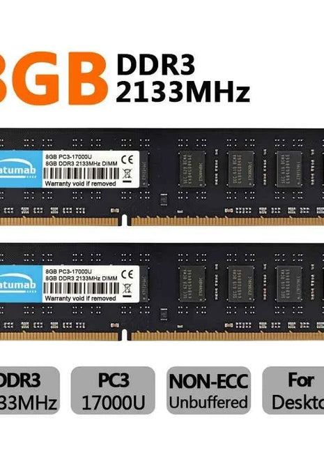 Latumab DDR3 RAM 16GB(2X8GB) 8GB 4GB 1333 1600 1866 2133 2400MHz Desktop Memory PC3-14900 240 Pins DIMM 1.5V RAM DDR3 Memory
