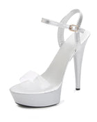 Women's High Heel Sandals with Black Red Silver Rhinestones Sexy Summer Platform Pumps Colorful Patent Leather Stiletto Shoes
