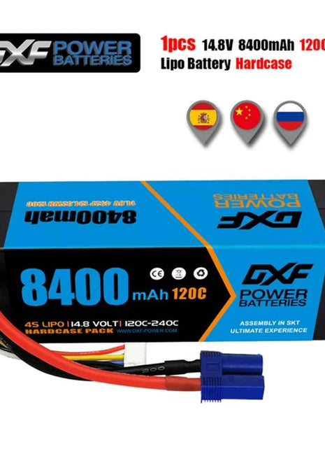 1/2PCS DXF Lipo 3S 4S 2S Battery 7.4V 11.1V 14.8V 8400mAh 6500mAh 6750mAh 7000mAh 5200mAh 9200mah 10000mah Hardcase for RC Car