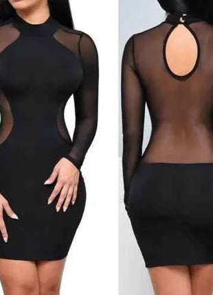 Abiti estivi Nuove donne Estate Casual Manica lunga O-Collo Abito senza schienale Sexy pizzo Vedi anche se Mini abito S-XL