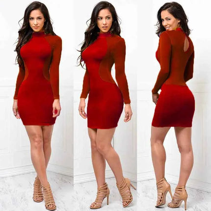 Abiti estivi Nuove donne Estate Casual Manica lunga O-Collo Abito senza schienale Sexy pizzo Vedi anche se Mini abito S-XL