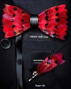 JEMYGINS Papillon con Piume Naturali Fatto a Mano - Set con Spilla Regalo
