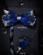 JEMYGINS Papillon con Piume Naturali Fatto a Mano - Set con Spilla Regalo