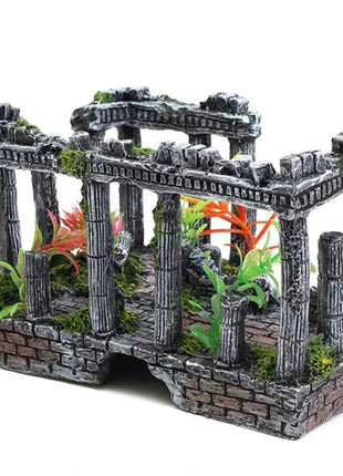 Artificial Palace Ruins Fish Tank Ancient Roman Column European Castle Ornament For Aquarium Decorations Reptile Box Landscape
