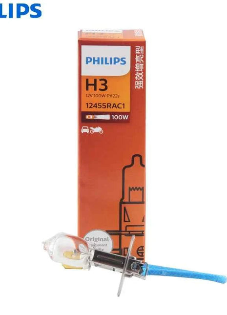 Philips Rally Vision H3 12V 100W PK22s 12455RAC1 Off Road Super Bright Light Car Halogen Fog Lamp Auto Bulb (Single)