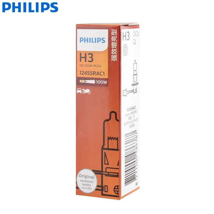 Philips Rally Vision H3 12V 100W PK22s 12455RAC1 Off Road Super Bright Light Car Halogen Fog Lamp Auto Bulb (Single)