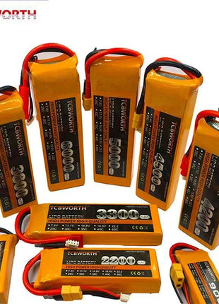 TCBWORTH RC Lipo Battery 2S 3S 4S 6S 11.1V 14.8V 22.2V 1300 1500 1800 2200 3000 4200 5200 6000mah Battery XT60-T Deans Plug