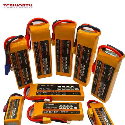 TCBWORTH RC Lipo Battery 2S 3S 4S 6S 11.1V 14.8V 22.2V 1300 1500 1800 2200 3000 4200 5200 6000mah Battery XT60-T Deans Plug