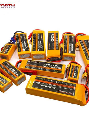 TCBWORTH RC Lipo Battery 2S 3S 4S 6S 11.1V 14.8V 22.2V 1300 1500 1800 2200 3000 4200 5200 6000mah Battery XT60-T Deans Plug