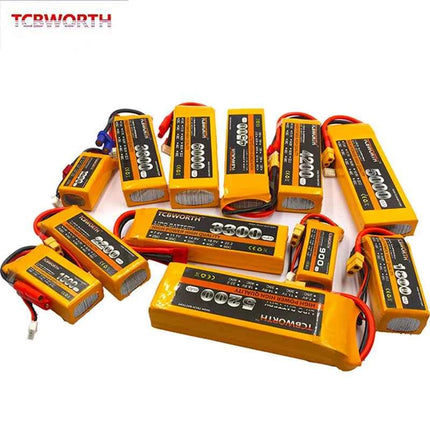 TCBWORTH RC Lipo Battery 2S 3S 4S 6S 11.1V 14.8V 22.2V 1300 1500 1800 2200 3000 4200 5200 6000mah Battery XT60-T Deans Plug